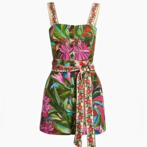 Farm Rio Jardin de Reve Floral Multicolor Print Romper Size Large NWT